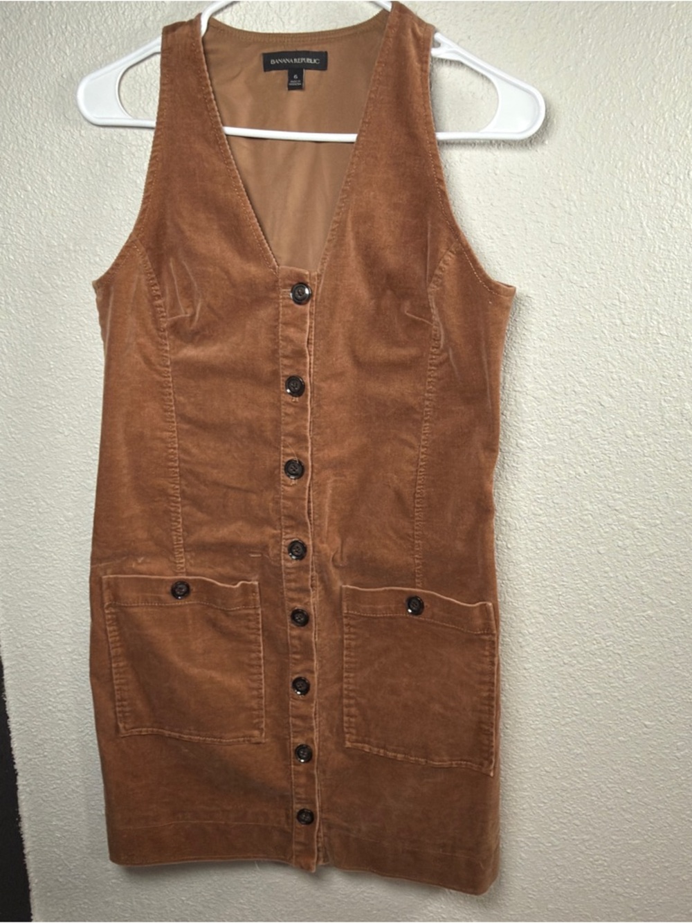 Banana Republic Corduroy Button-Front Mini Dress in Rust Brown